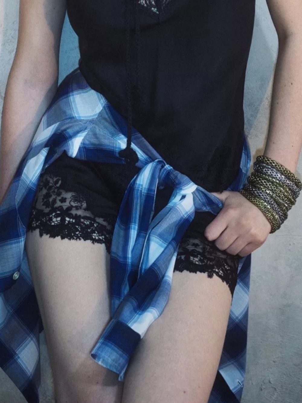 NWOT KATE MOSS X ZARA SILK & LACE BLACK LINGERIE SHORTS